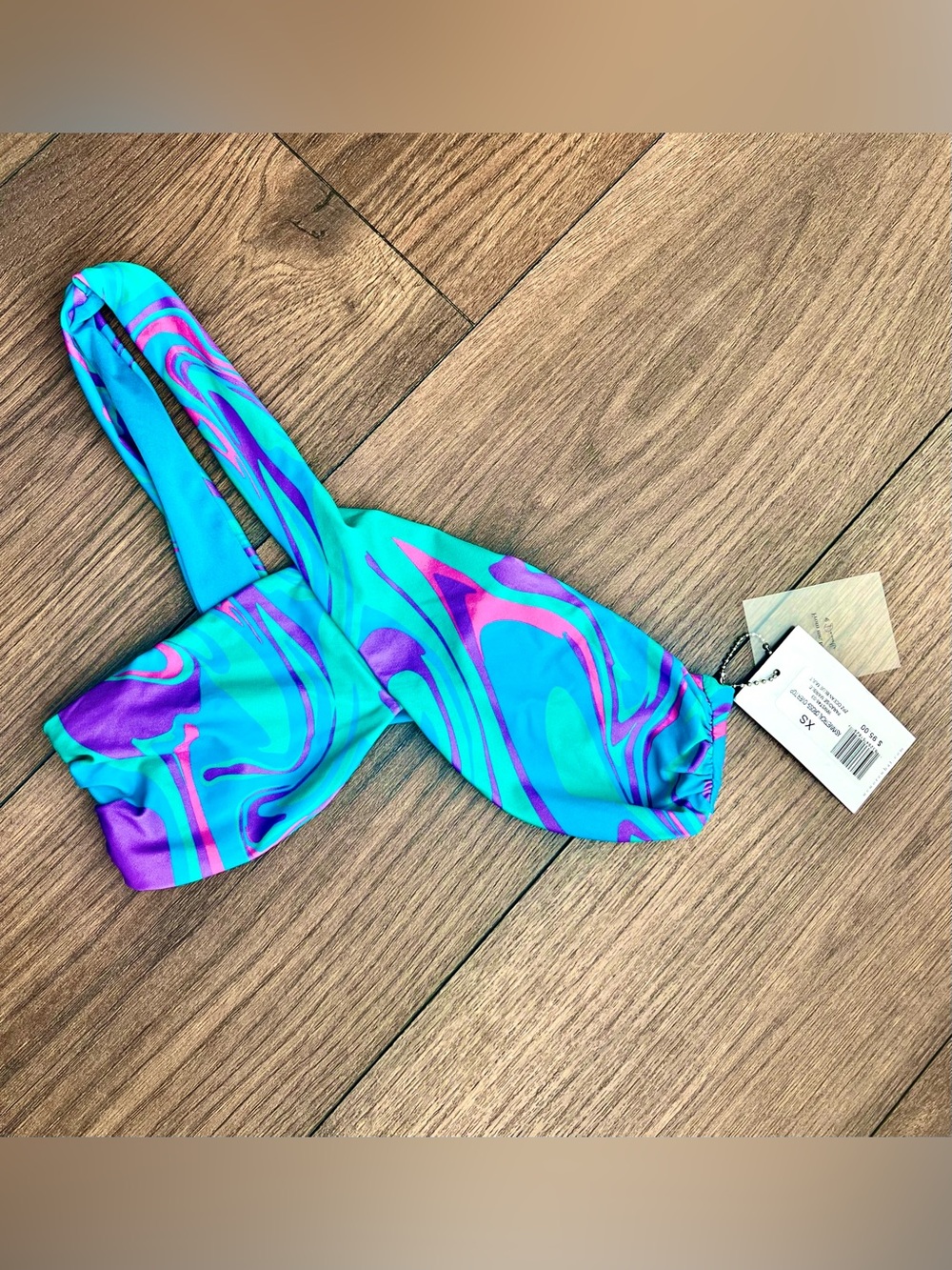 NWT WeWoreWhat - Paradise Marble (Turquoise, Purple and Teal Swirl) Bikini Top